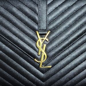 Classic Monogram Envelope Satchel Matelasse Chevron Leather Large